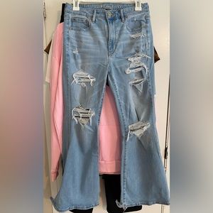 AE Distressed, High Waisted, Lots of Stretch, Size 6 x-short